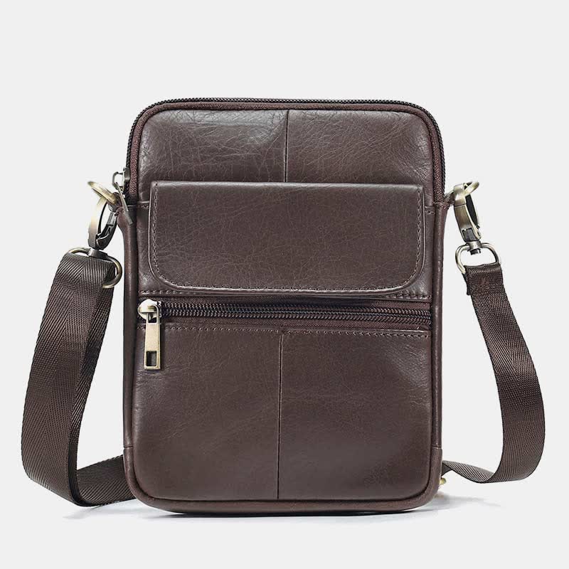 Men’s Small Genuine Leather Shoulder Bag – Compact Crossbody with Adjustable Strap
