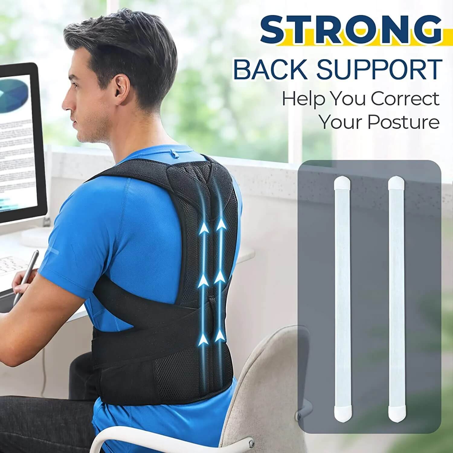 Posture Corrector Back Support - Back and Shoulder Support - Full Back ...