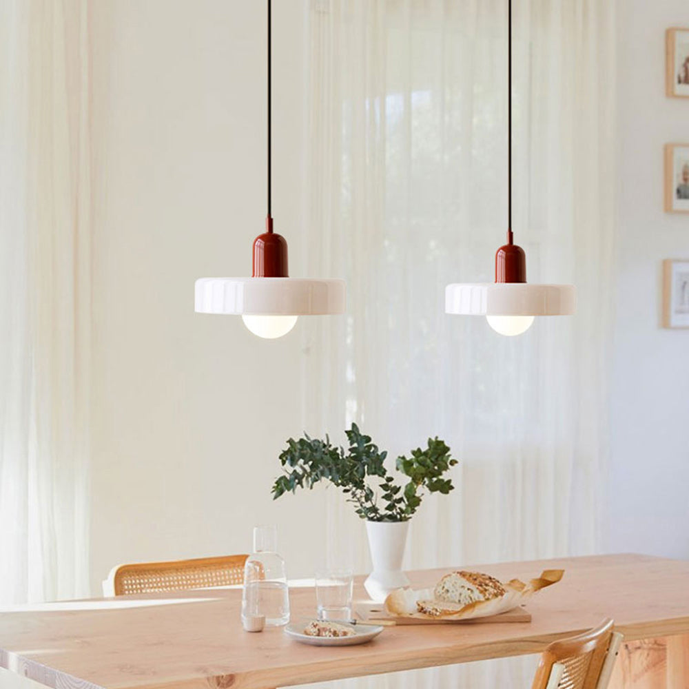 Coloured Glass Pendant Light – Elegant Bauhaus-Style Hanging Lamp for Living Room & Dining Area