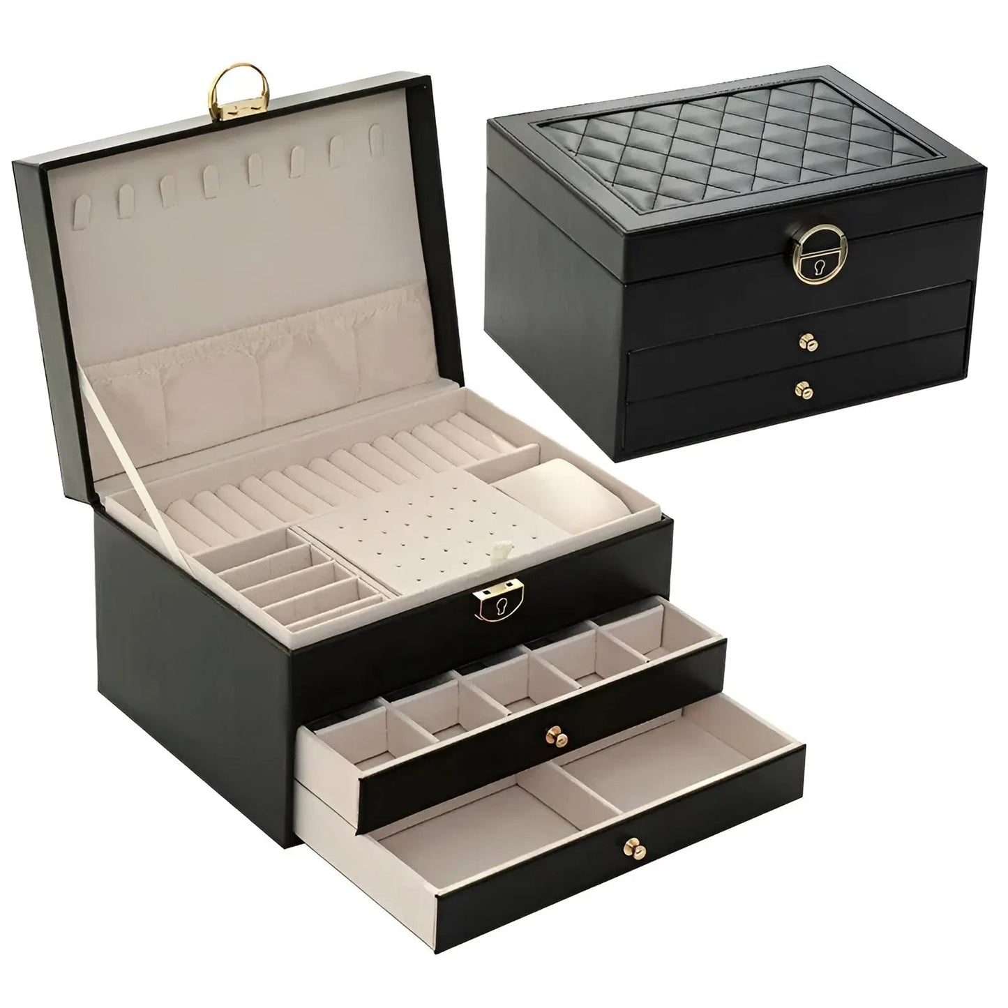 EleganceBox – Luxury Multi-Layer Jewellery Organiser in Premium PU Leather