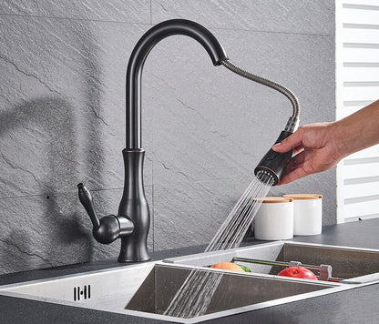 Modern Pull-Out Kitchen Mixer Tap – Stainless Steel 360° Swivel with Extendable Spray Head