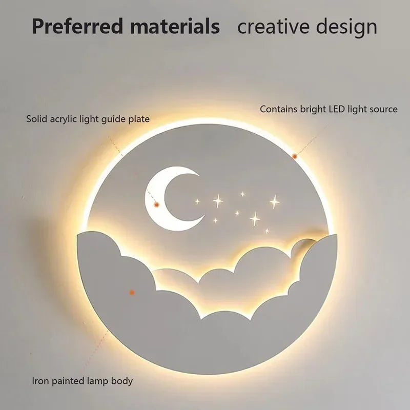 Magical LED Wall Lamp – Moon & Stars Night Light