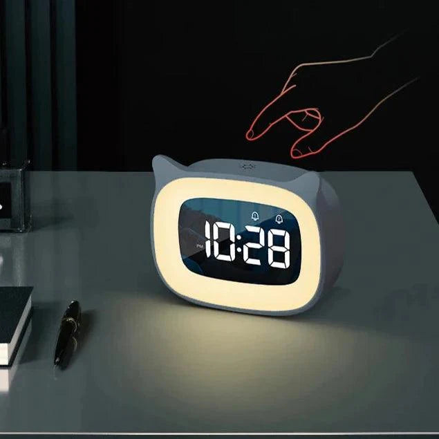 Voice-Controlled LED Alarm Clock – Rechargeable Night Light with Dual Music Alarms