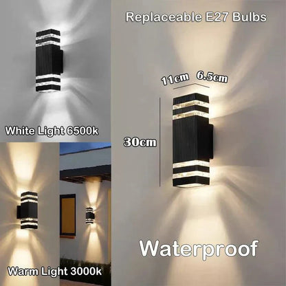 LumiBloc LED Outdoor Wall Light – Modern IP65 Up & Down Design with E27 Socket