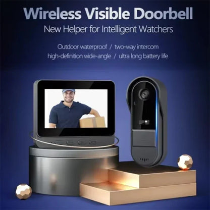 Wireless Video Doorbell with Intercom & Night HD Vision – 4.3” IPS Display, Waterproof