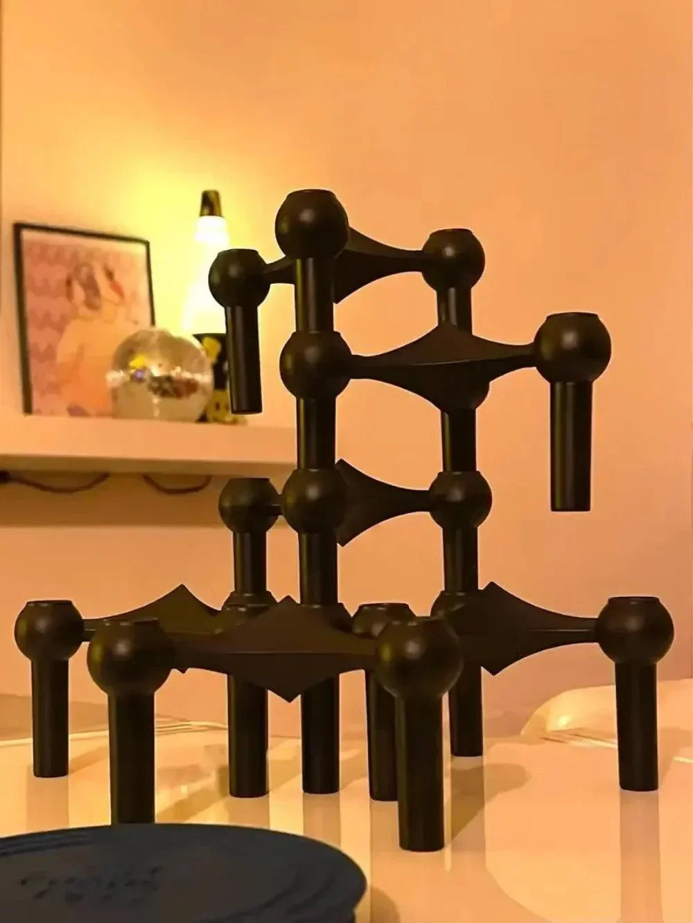 Modern Molecular Metal Candle Holder – Nordic-Style Silver Candle Stand for Elegant Home Decor