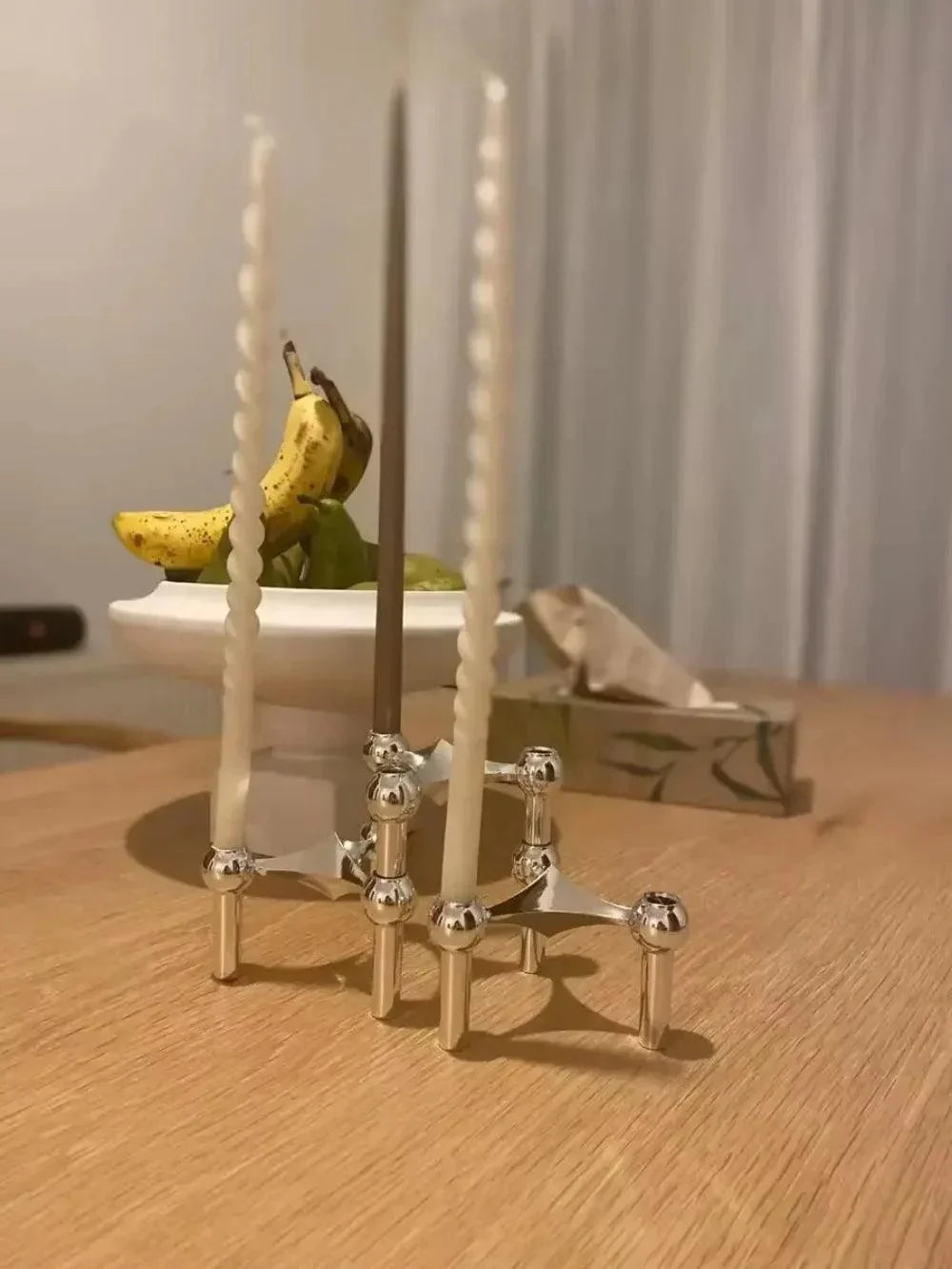 Modern Molecular Metal Candle Holder – Nordic-Style Silver Candle Stand for Elegant Home Decor