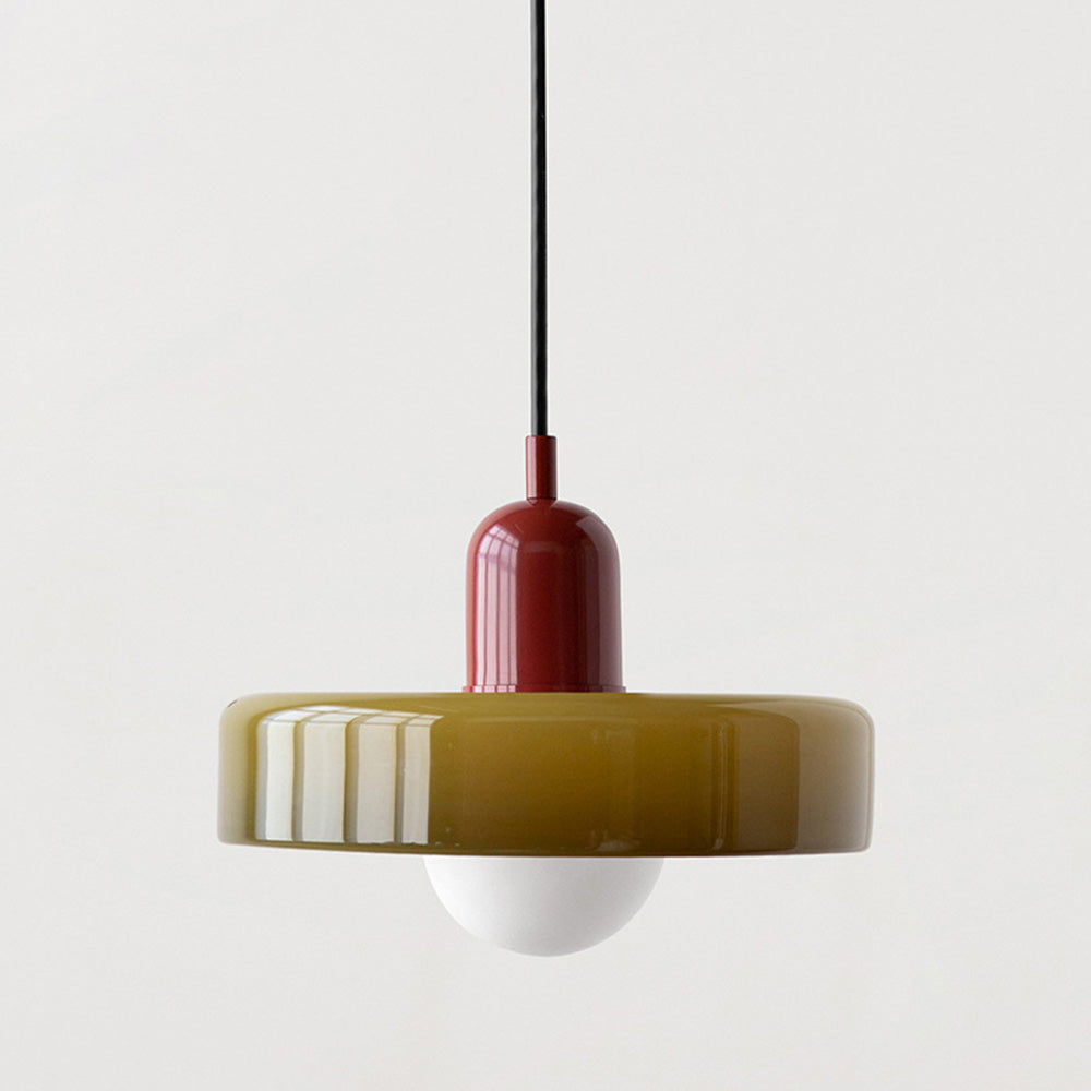 Coloured Glass Pendant Light – Elegant Bauhaus-Style Hanging Lamp for Living Room & Dining Area