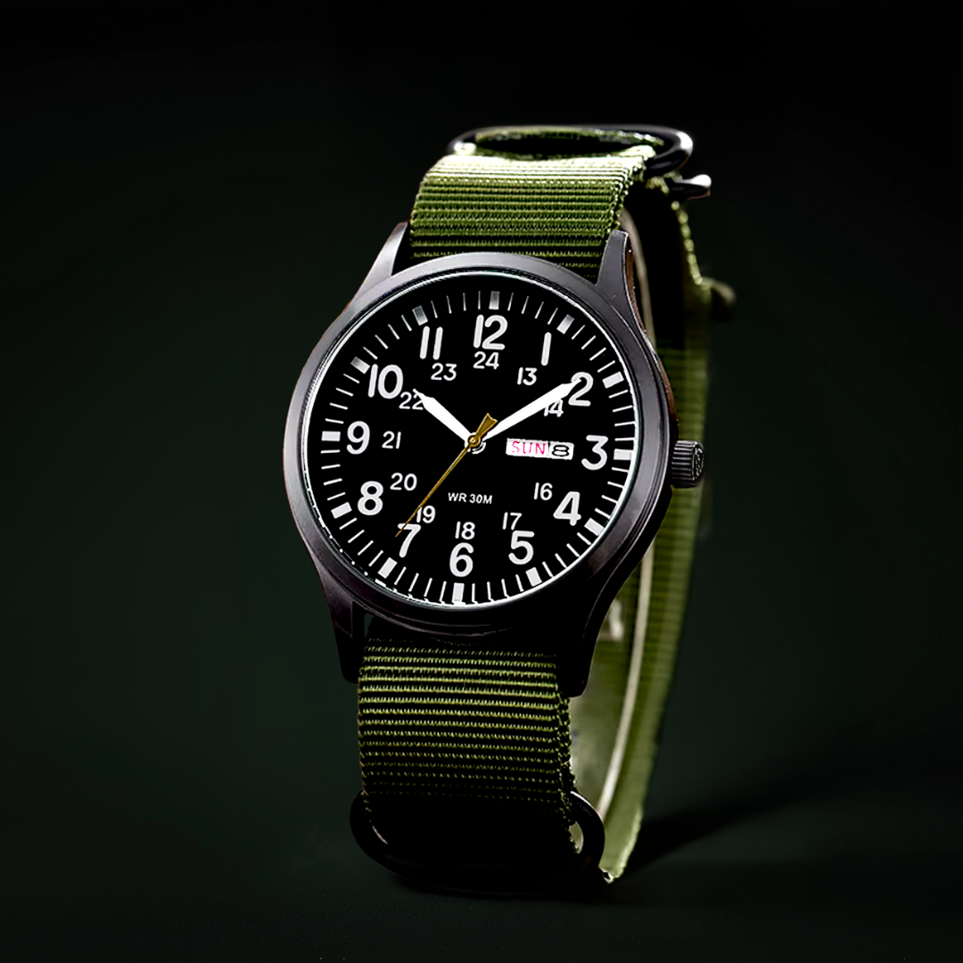 Men’s Rugged Outdoor Watch – Waterproof Military-Style Stainless Steel Timepiece