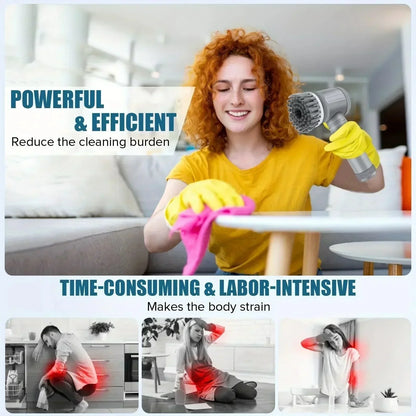 Electric Scrubber – Cordless Spin Scrubber with 6 Replaceable Brush Heads, Powerful Cleaning Tool
