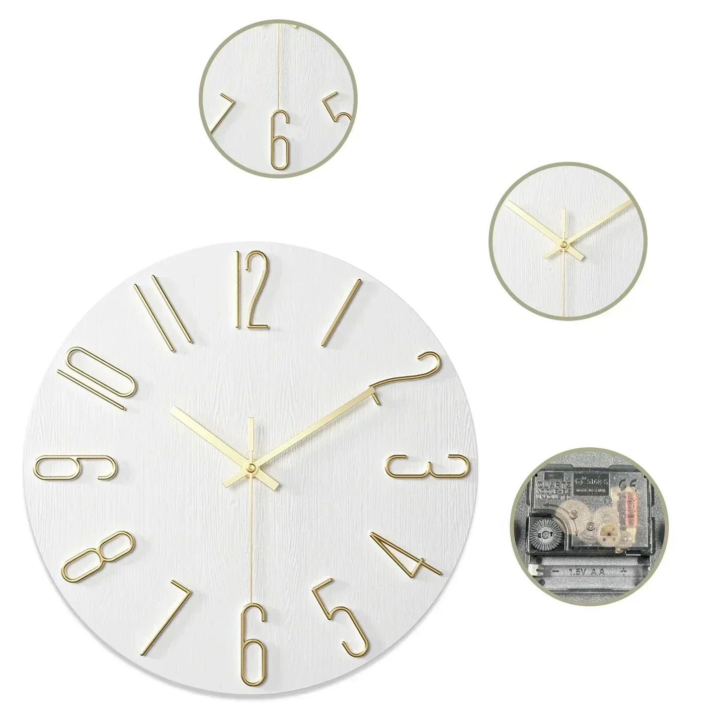 Scandinavian Frameless Wooden Wall Clock – Silent Quartz Design for Modern Homes