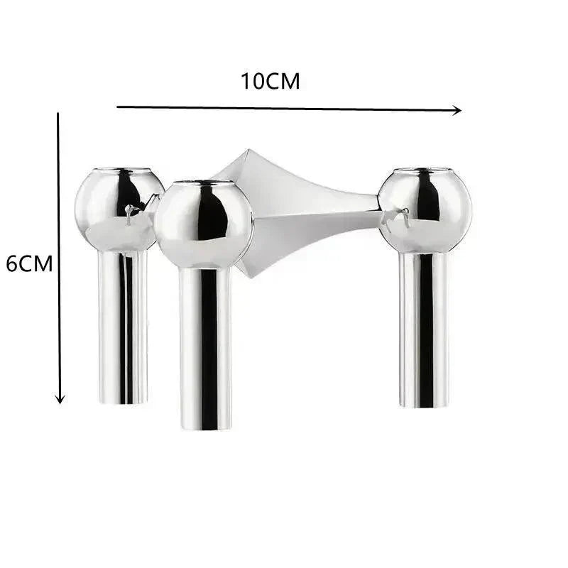 Modern Molecular Metal Candle Holder – Nordic-Style Silver Candle Stand for Elegant Home Decor