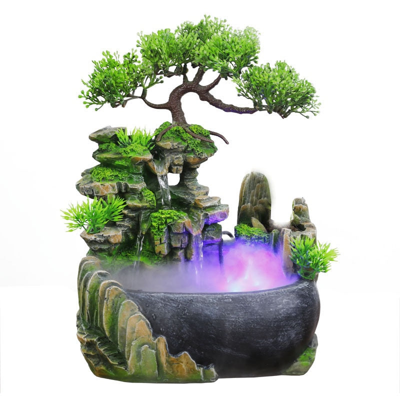 ZenFlow Indoor Tabletop Fountain – LED Light Water Feature for Home, Office & Relaxation Décor