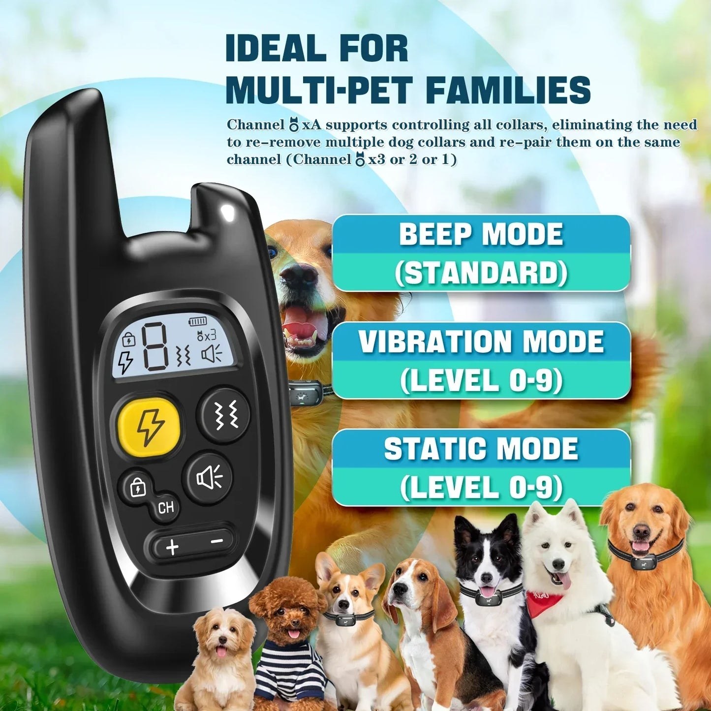 Dog Training Collar with Remote – Shock Lock, Sound & Vibration Modes, Waterproof, 1600ft Range