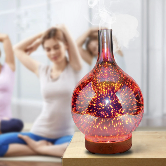 AromaBurst 3D Glass Essential Oil Diffuser with LED Lights