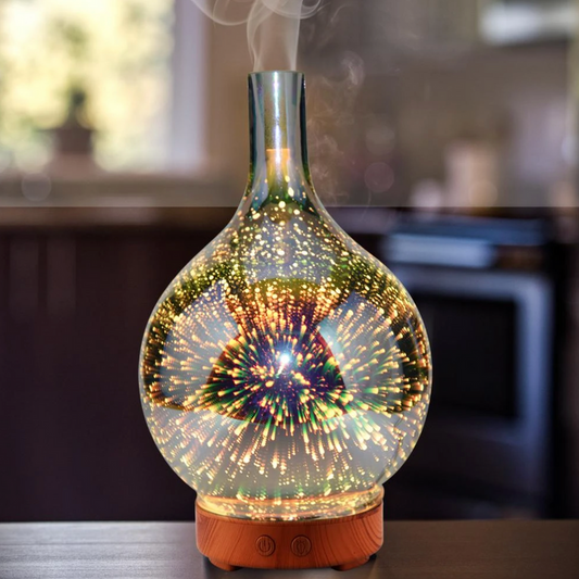 AromaBurst 3D Glass Essential Oil Diffuser with LED Lights