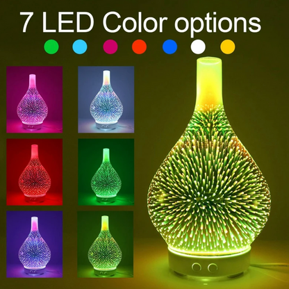 AromaBurst 3D Glass Essential Oil Diffuser with LED Lights