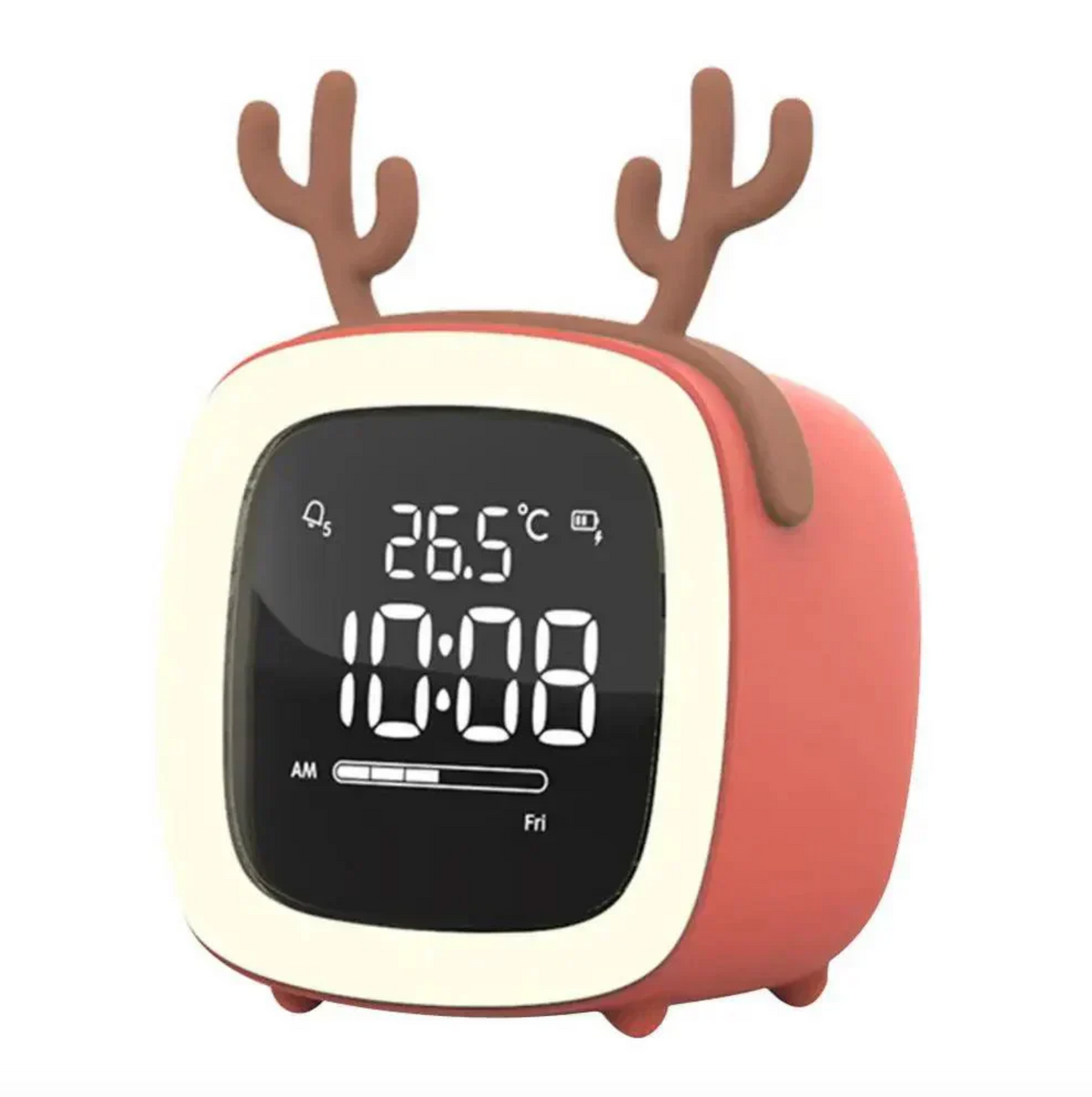 Cartoon Bunny LED Alarm Clock with Night Light – Rechargeable, Cute Digital Display for Kids & Bedrooms