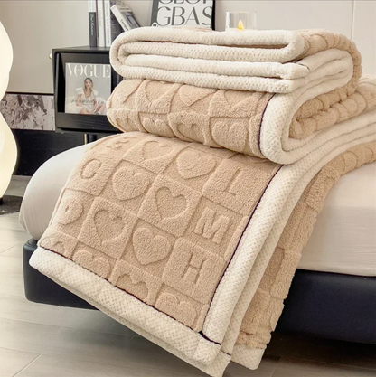 Luxury Fleece Love Heart Thick Blanket