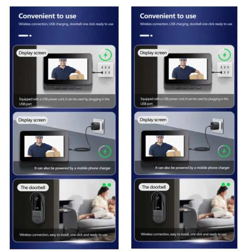 Wireless Video Doorbell with Intercom & Night HD Vision – 4.3” IPS Display, Waterproof