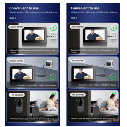 Wireless Video Doorbell with Intercom & Night HD Vision – 4.3” IPS Display, Waterproof