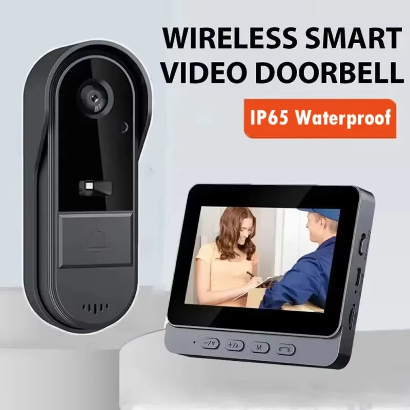 Wireless Video Doorbell with Intercom & Night HD Vision – 4.3” IPS Display, Waterproof