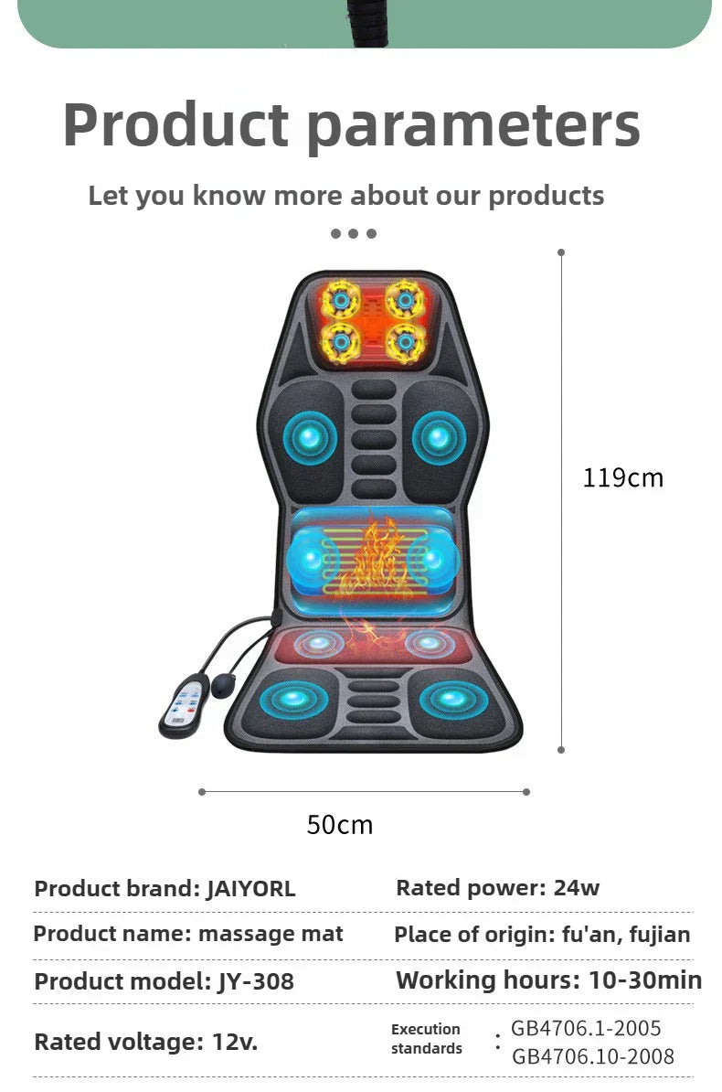Shiatsu Full Body Back Massager with Heat & Adjustable Seat – Stress & Pain Relief Cushion