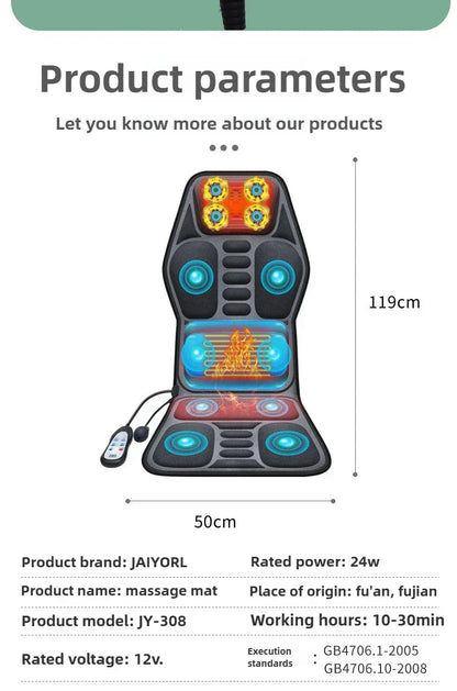 Shiatsu Full Body Back Massager with Heat & Adjustable Seat – Stress & Pain Relief Cushion