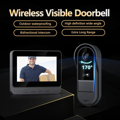 Wireless Video Doorbell with Intercom & Night HD Vision – 4.3” IPS Display, Waterproof