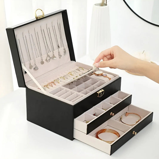 EleganceBox – Luxury Multi-Layer Jewellery Organiser in Premium PU Leather