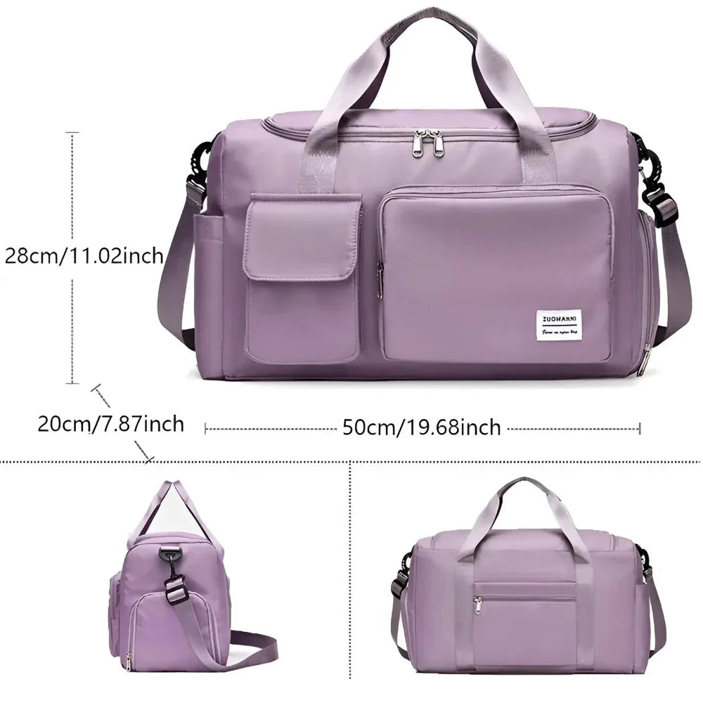 Zuomanni Waterproof Weekend Bag – Spacious Travel & Gym Holdall with Shoe Compartment