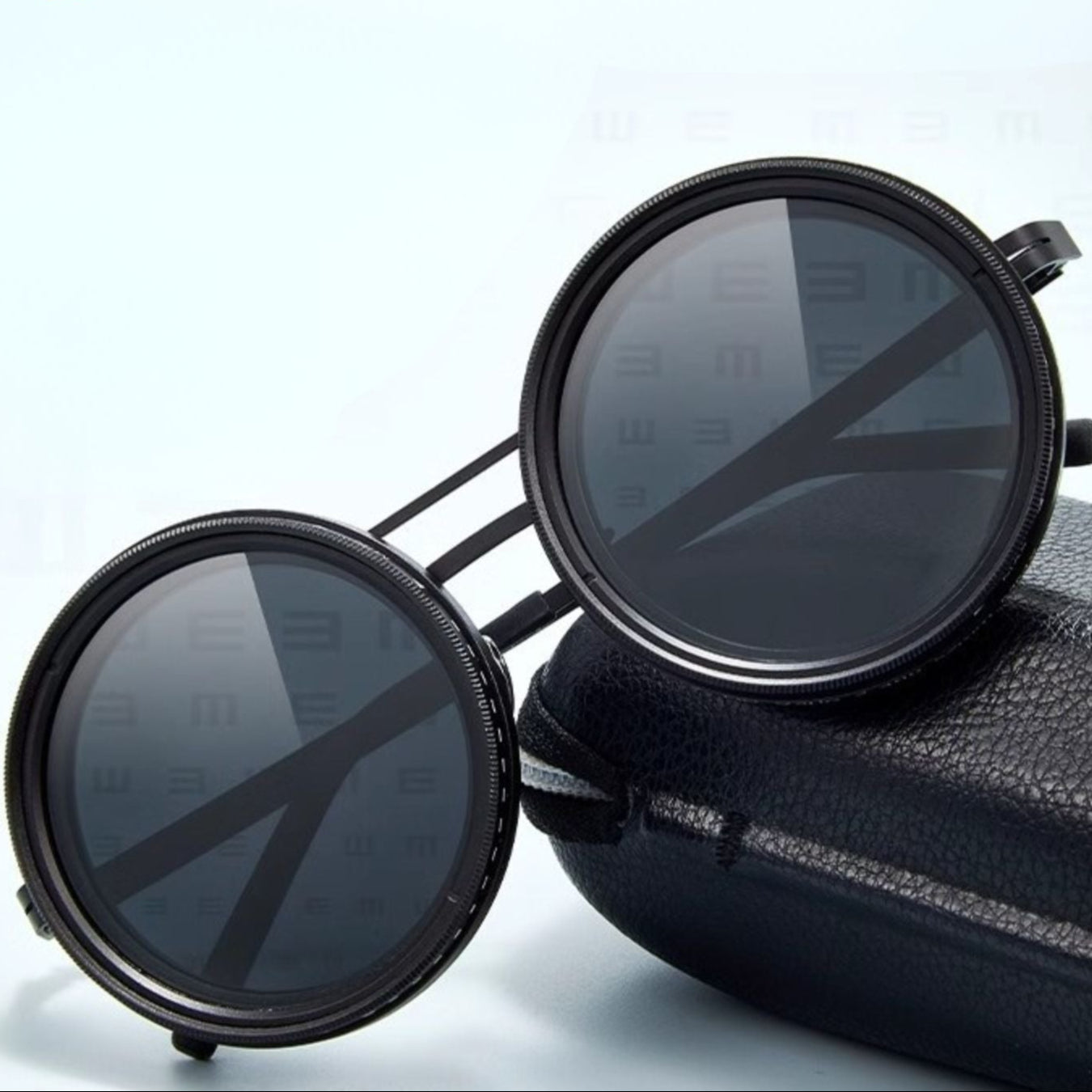 Unisex Round Polarized Sunglasses – Adjustable Light Reduction – Premium Metal Frame