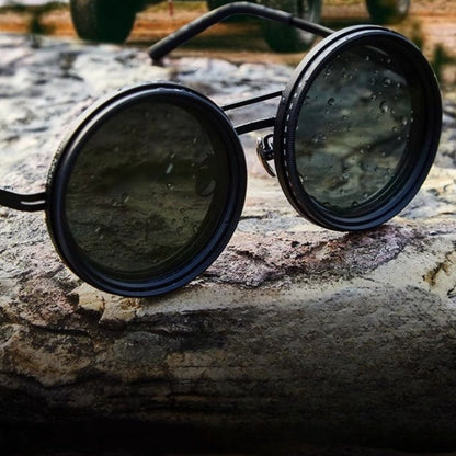 Unisex Round Polarized Sunglasses – Adjustable Light Reduction – Premium Metal Frame