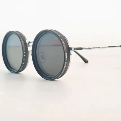 Unisex Round Polarized Sunglasses – Adjustable Light Reduction – Premium Metal Frame
