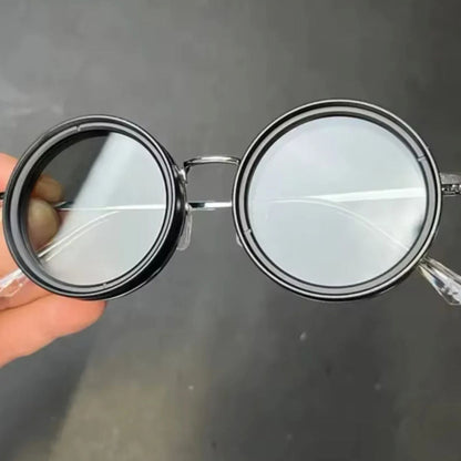 Unisex Round Polarized Sunglasses – Adjustable Light Reduction – Premium Metal Frame