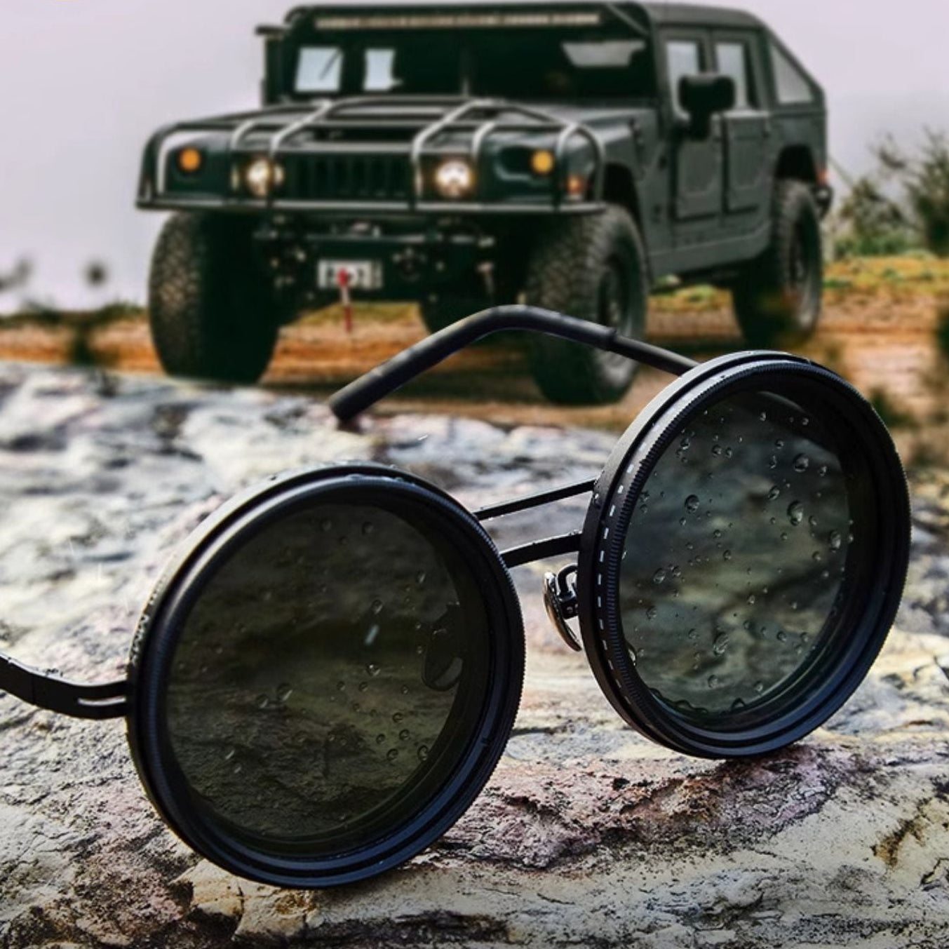 Unisex Round Polarized Sunglasses – Adjustable Light Reduction – Premium Metal Frame