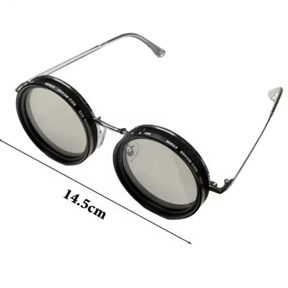 Unisex Round Polarized Sunglasses – Adjustable Light Reduction – Premium Metal Frame