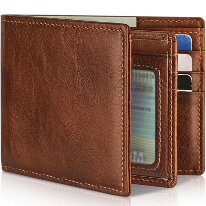 StitchCraft Men’s Bifold Genuine Leather RFID Wallet – Slim, Secure & Stylish