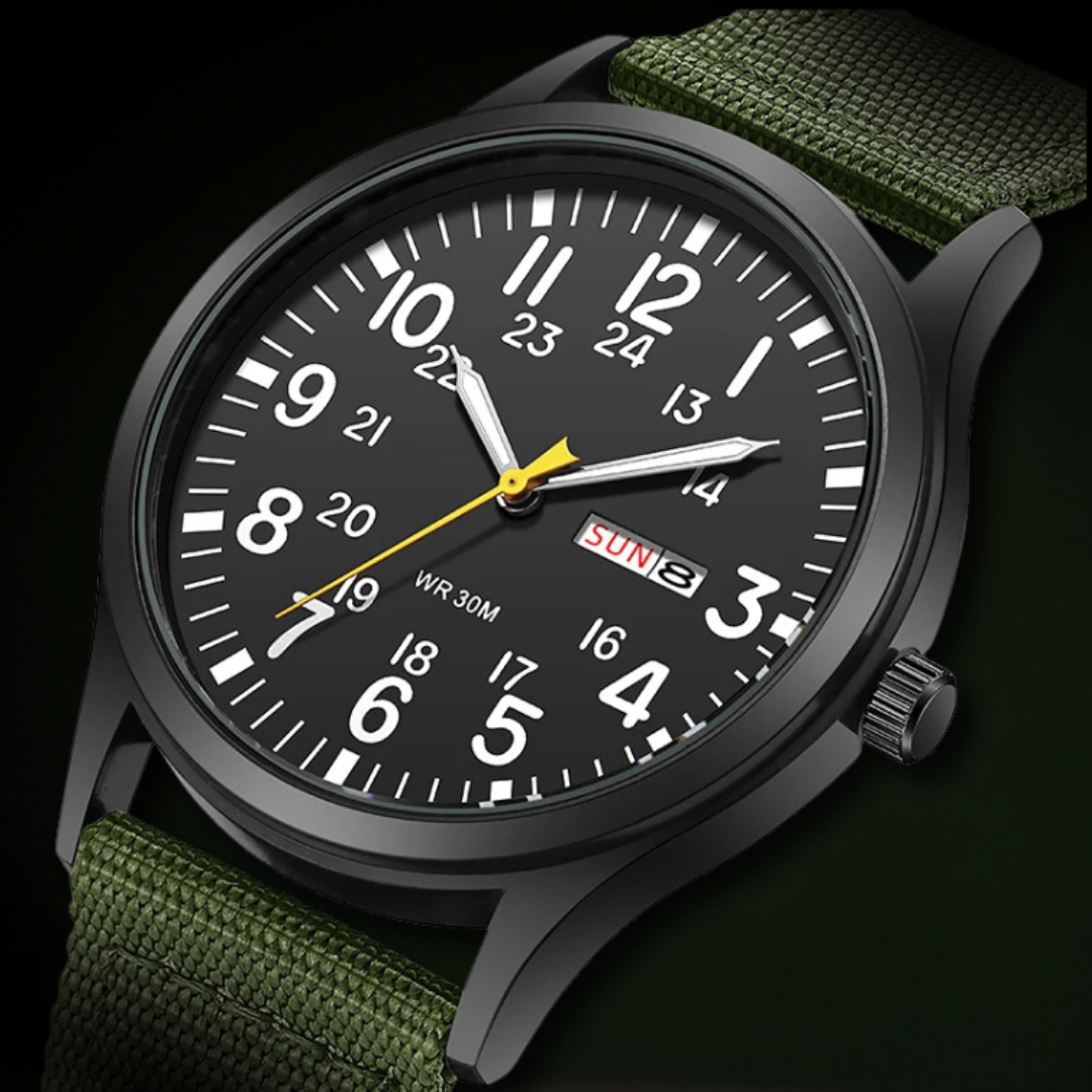 Men’s Rugged Outdoor Watch – Waterproof Military-Style Stainless Steel Timepiece