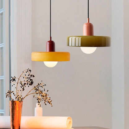Coloured Glass Pendant Light – Elegant Bauhaus-Style Hanging Lamp for Living Room & Dining Area