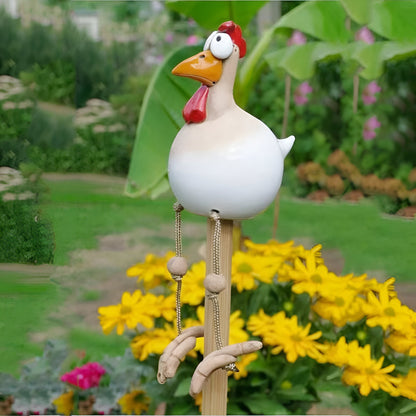 Whimsy Big-Eyed Rooster Garden Statue – Weatherproof Resin Chicken Ornament
