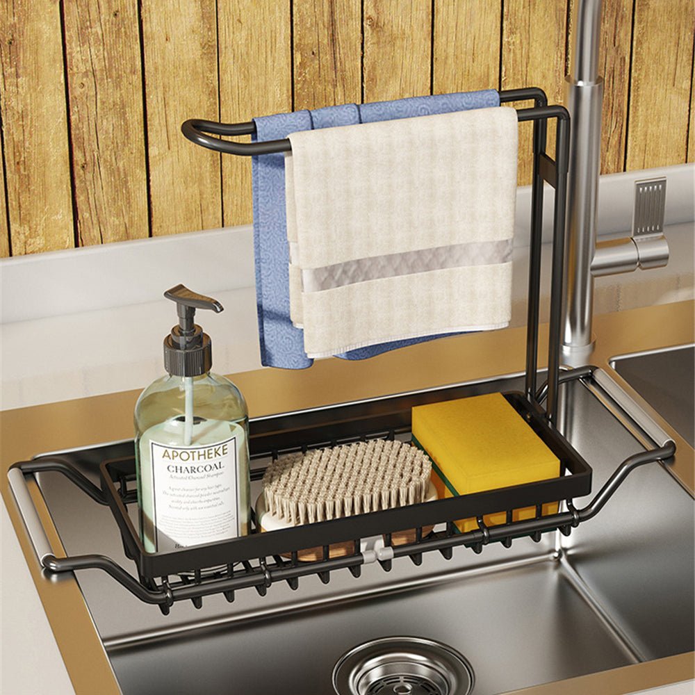 Adjustable Sink Organizer Rack – Space-Saving Over-Sink Storage Shelf for Kitchen Cleaning Essentials