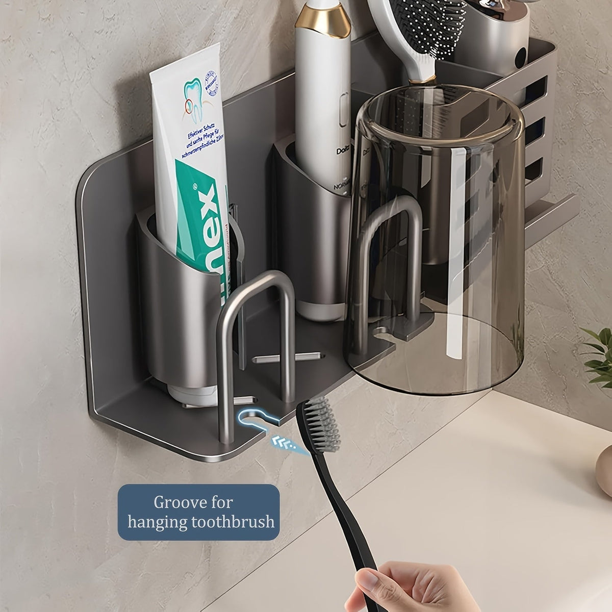 BristleHub Wall-Mounted Electric Toothbrush Holder – Aluminium Bathroom Organizer with Drainage Holes