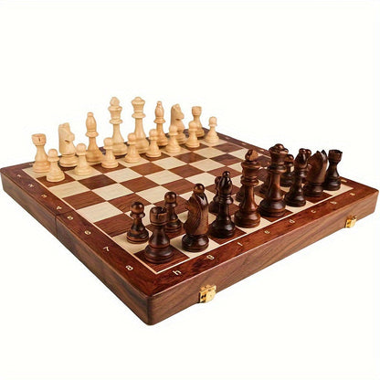 Wooden Chess Set – Tournament Grade Folding Board with Handcrafted Pieces
