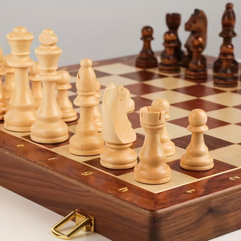 Wooden Chess Set – Tournament Grade Folding Board with Handcrafted Pieces