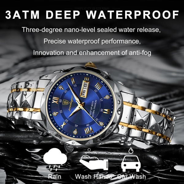 Waterproof Luxury Men’s Watch with Luminous Hands & Date