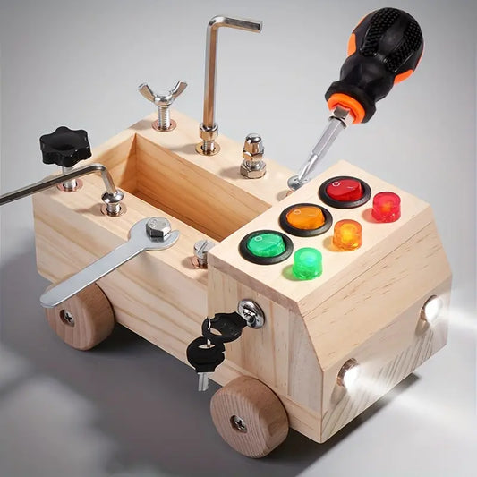Montessori Busy Board – Interdraft Wooden Learning Toy for Fine Motor Skills & Cognitive Development (Ages 3–12)