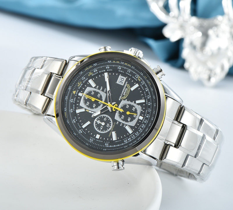 AeroMaster – Stylish & Functional Pilot Watch with World Time & Radio Signal Sync
