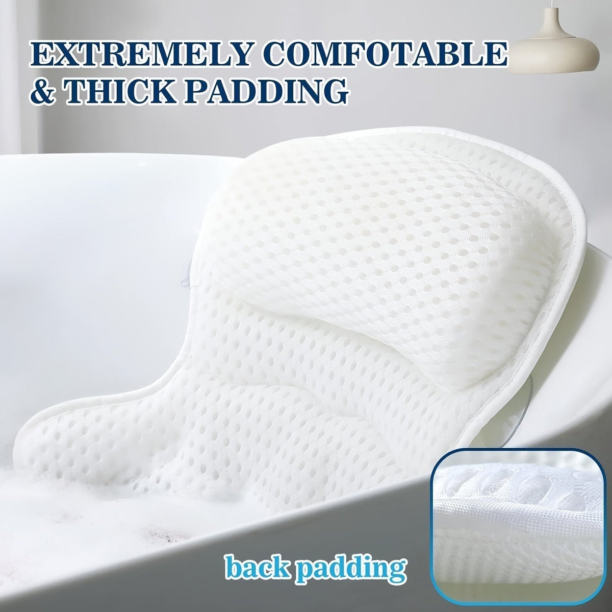 LuxieSpa 4D Luxury Bath Pillow – Breathable Neck & Back Support for Ultimate Relaxation