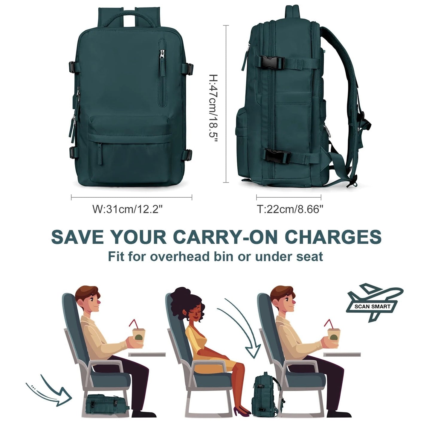 Women's Large Travel Backpack – Waterproof Hiking Rucksack | Anti-Theft & USB Charging